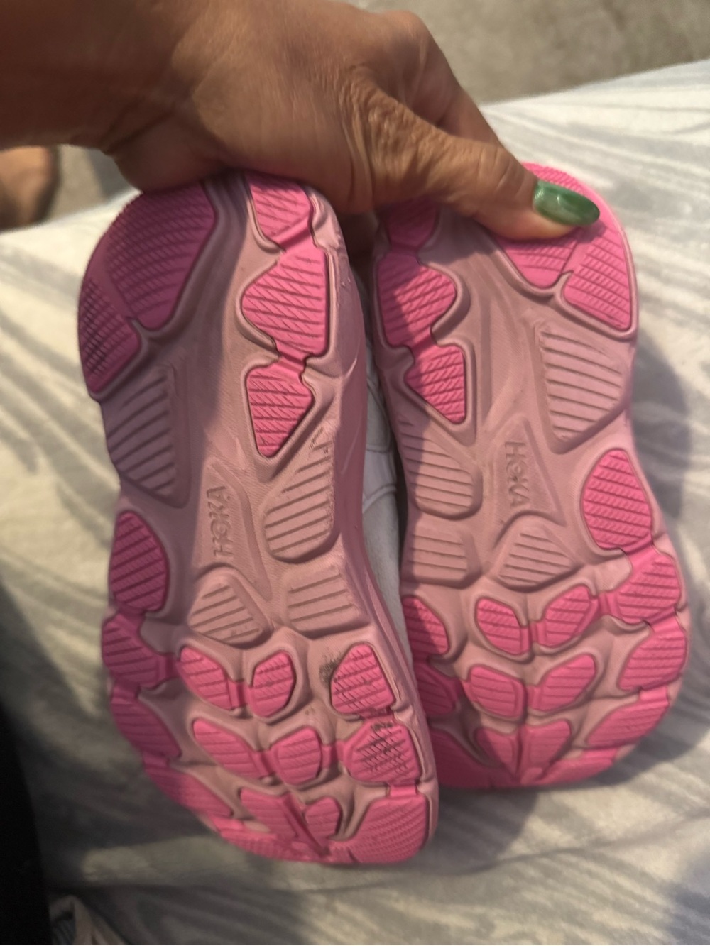 Hoka Kids White and Pink Athletic Sneakers - Picture 4 of 5